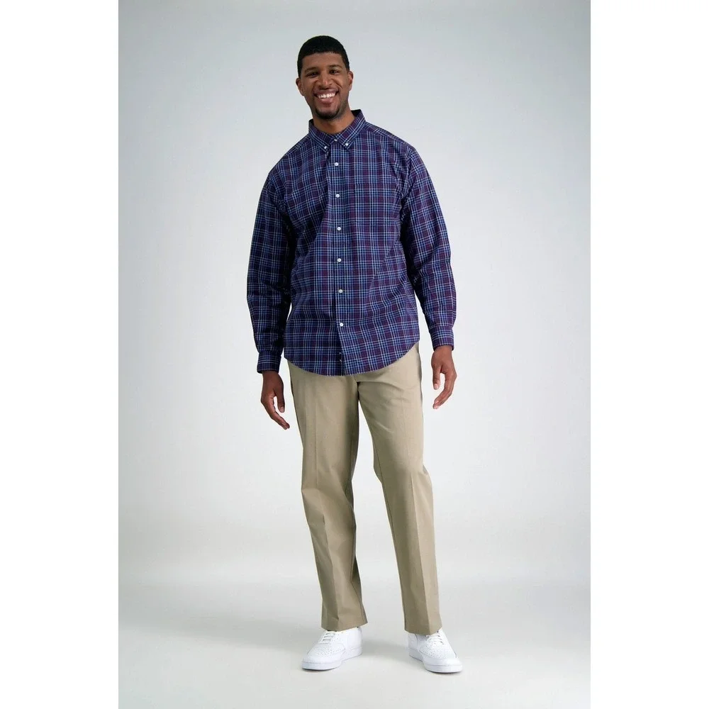 Haggar‎ Big & Tall Iron Free Premium Khaki Classic Fit Flat Front Pants Sz 44x29
